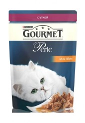 Gourmet Perle консервы для кошек мини-филе в подливе с уткой пауч 85 гр.